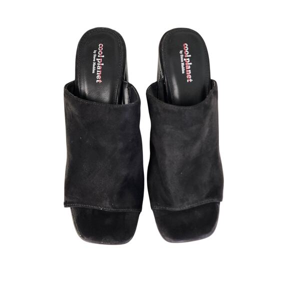 Steve Madden Cool Planet Newbury Heeled Mule Size 10 Black Faux Suede Open Toe - Picture 2 of 10